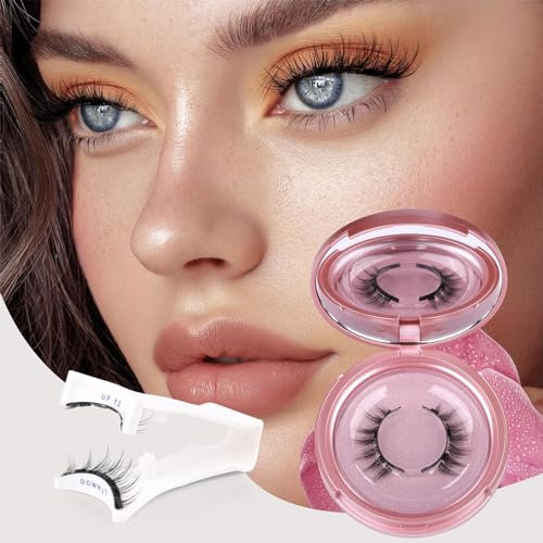 Auiremrti Magnetische Wimpern,Wiederverwendbare Magnet Wimpern mit Applikatorpinzette,Natürlicher Look,Einfach zu Tragen, Kein Kleber Erforderlich,Rosa Box