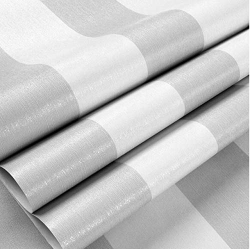 Generic Wallpaper 3D Wall Panels Wallpaper Wall Stickers Cute Wide Striped Yellow Wallpaper 3D Black Red Stripes Non Woven Wallpapers Roll Wall Decals Bedroom Wall Paper/Light Grey/0.53 * 9.5M