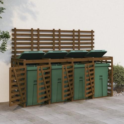 Cache-poubelle pour 4 tonnes en pin massif Marron miel 3157700