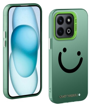 TAUYN Custodia per Honor X6b, Indietro Faccia Sorridente Modello Desingn Cover, PC Antiurto Ultra Sottile Custodia, Verde