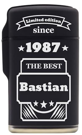 LAUBLUST Feuerzeug mit Name für Ihn - Personalisiertes Feuerzeug für Männer - Limited Edition, Schwarz | Herren Personalisierte Geschenke mit Gravur zu Weihnachten, Geburtstag & Vatertag