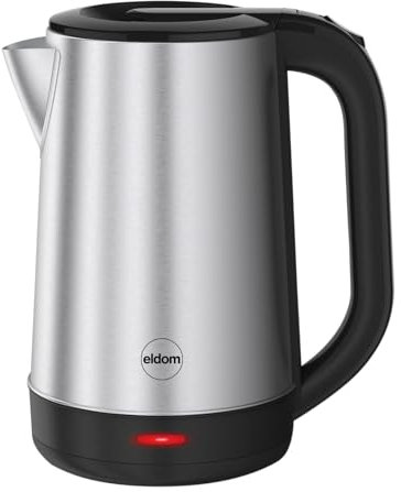 Wasserkocher, Fassungsvermögen 2 Liter, Wasserkocher Edelstahl, mit Kontrollanzeige, Drehbarer Sockel, CS30 2200 Watt, 25 x 15,5 x 21,5, ‎silber/schwarz