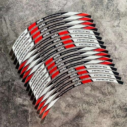 JAYWIS Felgenaufkleber Motorrad 17 Zoll Radaufkleber Nabenfelgen Aufkleber Reflektierendes Streifenband Für Aprilia Dorsoduro 750 900 1200 AF1 125 RSV4 RS 125 250 660 Radaufkleber(ROT)