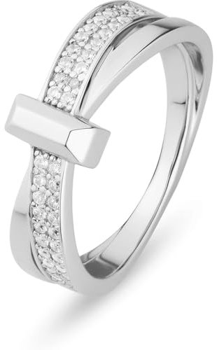 JETTE Damen-Damenring 925er Silber, recycelt Zirkonia 55, Silber 32028447