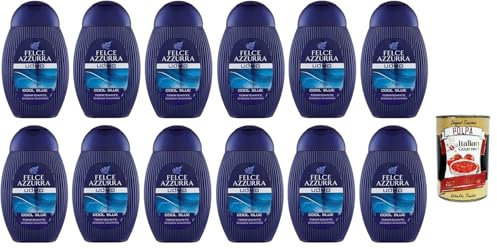 Felce Azzurra Doccia Shampoo Uomo Cool Blue Tonificante Shower gel. Duschbad Energetisierendes Duschgel und Shampoo mit erfrischendem Duft für Männer12x 250ml + Italian Gourmet polpa 400g
