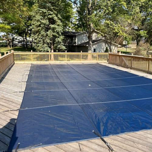 Poolabdeckung Winter Anpassbare Winter-Poolabdeckung für Terrassen Und Gärten, Extra Große Abdeckungen für Einbaupools mit Ankern Und Federn, für Pools mit Einer Breite Von 9/16/22/24/26/29/32 Fuß(4mx