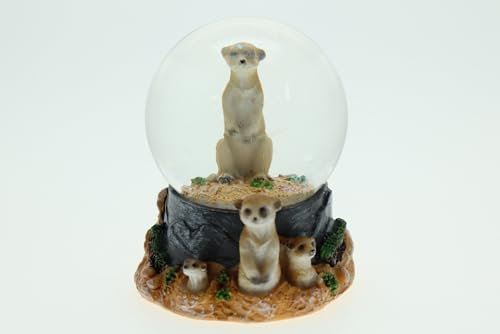 Cornelißen Glitzerkugel Erdmännchen H 9 cm Tier Schnee Miniatur Schüttel Glas Kugel