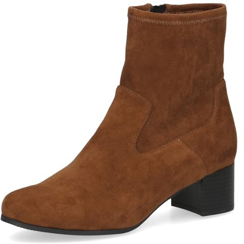 CAPRICE Women's heeled ankle boots with zipper Vegan, Brown (Brown Stretch), 6 UK