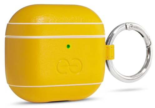 Dreem Om AirPods 4 Vegane Ledertasche mit Clip - Kompatibel mit Apple Bluetooth Wireless Earbuds für iPhone - Gelb