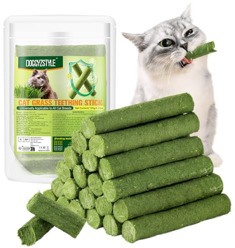 DOGGYZSTYLE 120g Herbe à Chat bâton de Dentition Boules de Poils,bâtons à mâcher pour Chats,bâtons de Jouets à l’Herbe à Chat bâtonnets Chaton d’intérieur bâton à mâcher