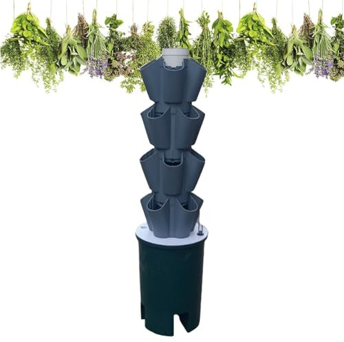 Sistema De Cultivo En Torre HidropóNica,Kit De Sistema De Cultivo HidropóNico En Torre, El Mejor JardíN De Hierbas Grande, Lechuga, Tomate, Vegetales, Hierbas, Exterior E Interior.(Gray,83cm/33)