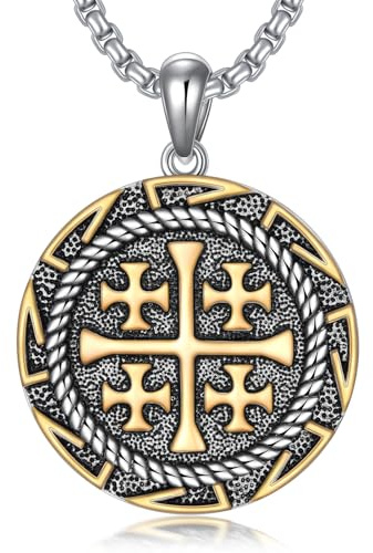 ROMANTICWORK Kreuz Kette 925 Sterling Silber Kreuz Halskette Kreuz Anhänger Christlicher Religiöser Gotischer Kreuz Schmuck Geschenke für Herren Männer Damen