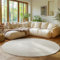 SIMPEX Runder Teppich Creme 120 cm Kurzflor Teppich Waschbar, rund, weich & rutschfest, modern einfarbiges Design für Wohnzimmer, Küche Schlafzimmer, & Kinderzimmer