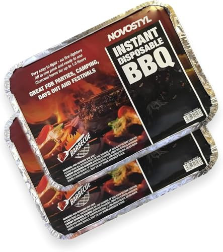 Disposable Portable BBQ Grill Tray - Pack of 2 Instant Light Charcoal Barbecues Grill Tray for Garden BBQs, Camping BBQ, Fishing or Picnic Set