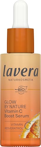 lavera Glow By Nature Booster Shine Vitamin C Gesichtsserum – Verblendet Pigmentflecken und Aknemarken – neutralisiert und verhindert Schäden durch freie Radikale – 30 ml – vegan