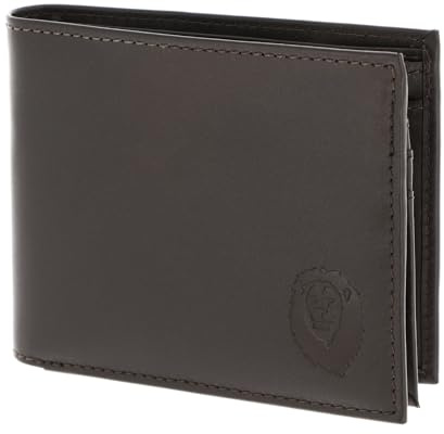 Oxmox Leder Geldbörse Leather RFID Protect Querscheinbörse Freedom Lion Embossed Brown Dunkelbraun