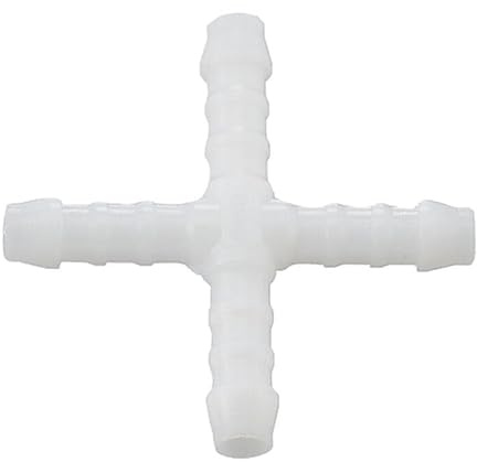 5x Kreuz Schlauchverbinder 6mm aus POM Kunststoff, 4 Wege Schlauchverteiler, Kunststoff Rohrverbinder für Wasser, Luft, Industrie & KFZ Anwendungen