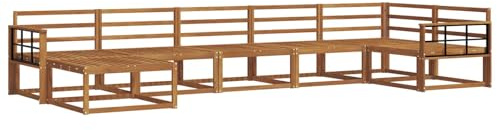 vidaXL Outdoor-Sofagarnitur 7 pcs Natur Massivholz Akazie, Modernes Akazienholz Outdoor-Sofaset, langlebige Gartenmöbel, Flexible Anordnung für die Terrasse, Bequeme Lounge im Hinterhof