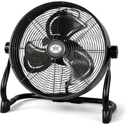 12 Rechargeable Air Circulator Fan with 11,000mAh Battery, USB-C Input, USB Output, 12 Speeds, Portable Metal Design