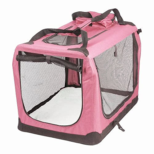Petbarn Portable Soft Fabric Pet Carrier Folding Dog Cat Puppy Travel Transport Bag (Large, Pink)
