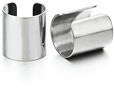 2 Stück Clip-on Ring Cuff – Creolen – für Herren und Damen – Edelstahl – 1 Paar, Metall, nicht anwendbar, Metall, Nicht anwendbar