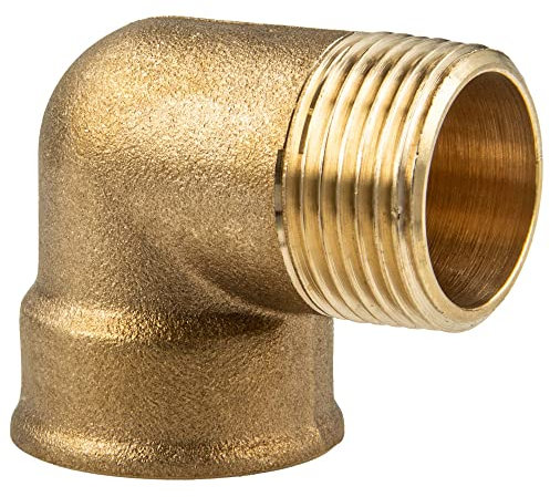 tecuro Messing-Winkel 90° Innen- x Aussengewinde 1 1/4 Zoll, Messing blank CW617N, nach Trinkwasserverordnung 50930-6