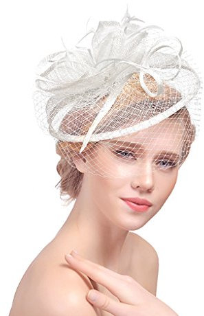 Hochzeit Fascinator Haarclip Damen Blumen Netz Braut Kopfschmuck Hüte Feder Haarschmuck Kopfbedeckung für Party Kirche Hochzeit Cocktail Jockey Club