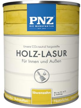 PNZ Holzlasur für Innen und Außen | lösemitttelfreie Farblasur | Nachhaltig hergestellt mit regionalen Rohstoffen | für alle Hölzer, auch Bienenhäuser, Gebinde:0.75L, Farbe:löwenzahn