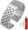 Kai Tian 20mm Armbanduhr Silber Prämie Matt 5 Reihen Doppelschlösser Edelstahl Uhrenarmband Ersatz Metall Uhrenband für Damen Herren Band Armband