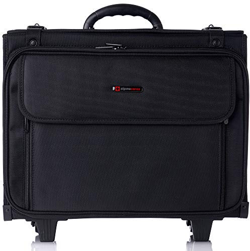 alpine swiss Rolling Briefcase | Laptop Bag for Men & Women | Hard Side Catalog Case on Wheels | Legal Size File Dividers | Lawyers Attache Case | Carry-On Overnight Business Travel Bag