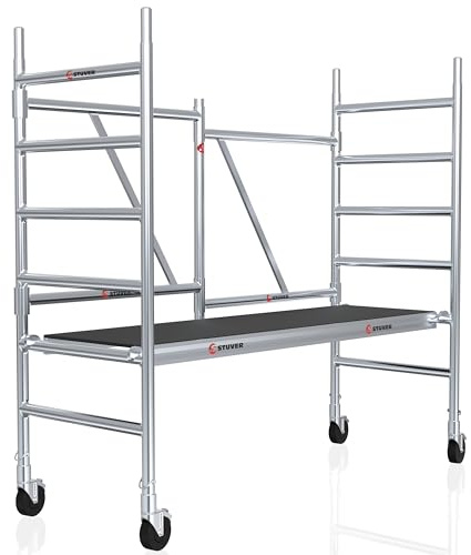 Stuver Scout Z 190 Rollgerüst 3 Meter - [Klappbar platzsparend] Gerüst - Fahrbares Baugerüst - Arbeitsgerüst fahrbar aussen - Komfortable Arbeitshöhe - Alu Leitergerüst - Klappgerüst