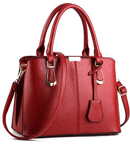 Pahajim Handtasche Damen Umhängetasche PU Ledertasche Tote Bag Damen Schultertaschen Mode Frauen Taschen mit Anhänger Messenger Tasche für Arbeit Einkaufen Party Reisen(Weinrot)
