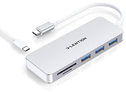 LENTION Hub USB C con 3 USB 3.0, Lettore di Schede SD/Micro SD e Ricarica, Adattatore USB C a USB per MacBook Pro 2024-2016, Nuovo Mac Air, iPhone 15 Plus Pro Max, Surface Pro 9, Chromebook (C16s)