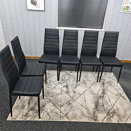 KOSY KOALA Set of 6 Black Dining Chairs Set Padded Seat Metal Legs Kitchen Home Furniture
