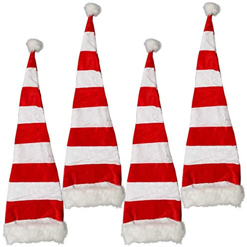 Ciffre 5 Stück im Set Weihnachtsmütze Nikolausmütze Winter Mütze Mützen Nikolaus Rot Weiß Lang