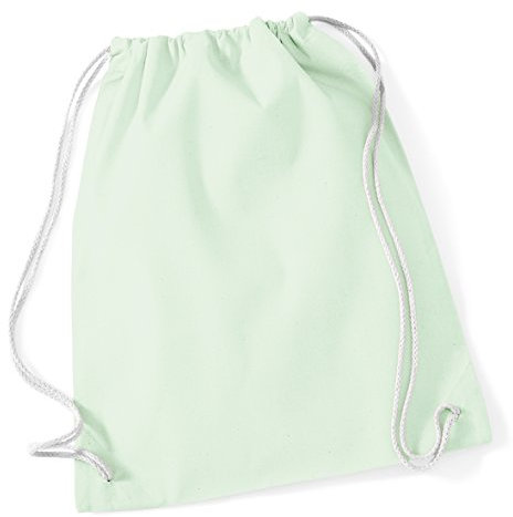 Westford Mill W110 Cotton Gymsac - Pastel Mint/White