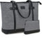 RAVUO Cabas Femme,Grande Capacité Sacoche Pour Ordinateur 15.6 Pouces Sac de Cours Lycee Bandoulieres Epaule Tote Bag pour Affaires Shopping Travail Voyage Gris