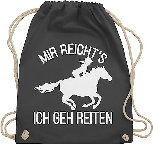 Turnbeutel Rucksack - Pferde - Taschen - Mir reicht's ich geh Reiten - Unisize - Dunkelgrau - pferdetasche stalltasche pferd pferdeliebhaber pony beutel reiterzubehör pferdebeutel pferdespruch