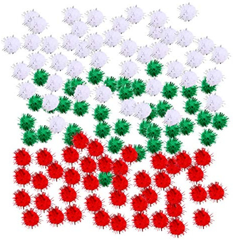 Milisten 300 Stücke Mini Bunte Pompons Glitzer Pom Pom Bälle Weihnachten Pompoms Flauschigen Plüsch Bälle für Kinder DIY Basteln Weihnachtsdeko Weihnachtsschmuck