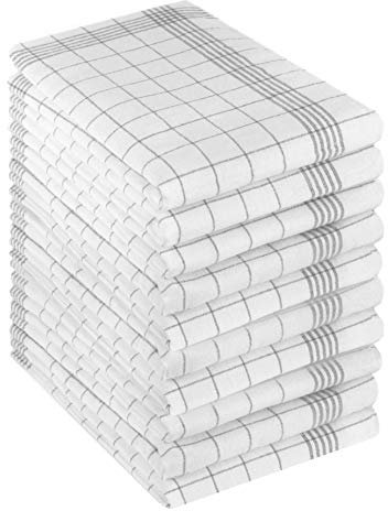 Betz 10er Set 50 x 70 cm Halbleinen Geschirrtücher extrem strapazierfähig und saugstark Geschirrhandtuch Gläsertuch Jacquard Gläsertücher Küchentuch Handtuch MCT-11 HL grau