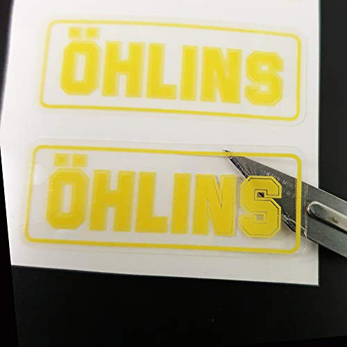 Ohlins gelbe klare Vinyl-Ersatz-Aufkleber für Sponsoren, 2 Stück, mittelgroß, Stil Nr. 1