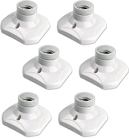 E27 Wandfassung Weiß mit Gewinde für LED, AC 230V, Wand Fassung E27 ohne Kabel, Garage Deckenfassung Plastik, Lampenfassung Wandmontage Deckenmontage für Keller Holzwand, 6er-Set