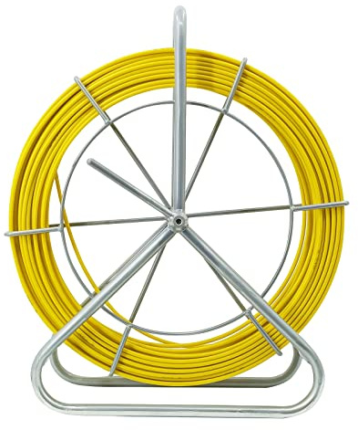 CABLELAYING 6MM 350FT Fiberglass Fish Tape Reel Wire Cable Running Rod Duct Rodder Fish Tape Cable Pulling Rod with Continuous