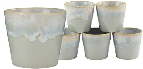 CreaTable, 23722, Serie Grespresso, Espresso Set 6 teilig, Steinzeug, Grau