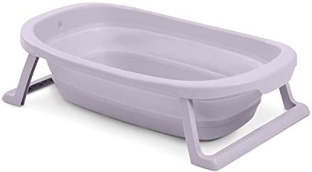 hauck Wash N Fold M, Bañera Plegable Bebé, Bañera Portátil Bebé para Recién Nacidos hasta 16 kg, Tapón Térmico, Bañerita Bebe, 80 x 48 x 25 cm, Lavanda
