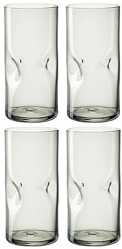 LEONARDO HOME Vesuvio Trinkglas Set 4-teilig - Becher aus hochwertigem Glas in organischer Form - Inhalt 330 ml - Handgemacht - Spülmaschinengeeignet - 4 Wassergläser in Farbe grau, 077379