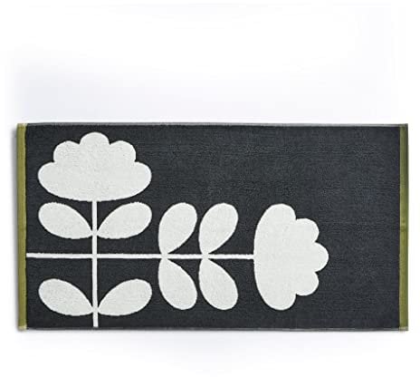 Orla Kiely Badetuch mit Stiel, 100 % Baumwolle, 50 cm x 90 cm, Moos und Anthrazit