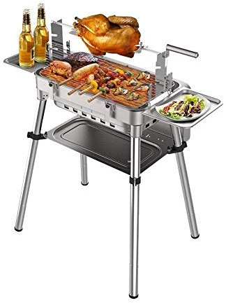 ADITAM KANBUN Tragbarer Grill Holzkohlegrill Edelstahl Faltbarer BBQ Grill mit Tragetasche für Outdoor Camping Wandern Picknicks Double the Comfort