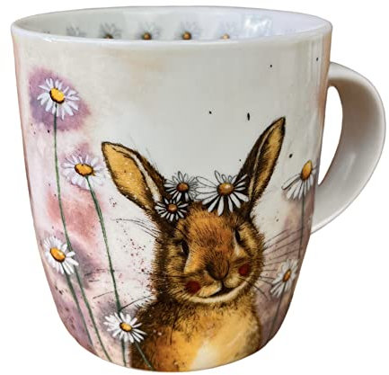 Alex Clark Rabbit and Daisies Mug - Wildflowers - Bunny - Original Artwork - Cup for Nature Lovers - Gift Ideas - Perfect for Coffee & Tea - Vegan Friendly - Designed in The UK...