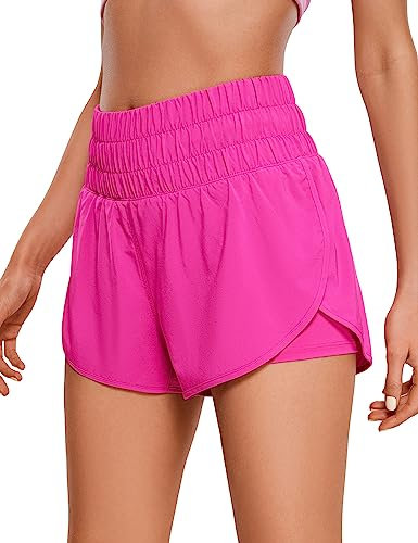 CRZ YOGA 2 in 1 Pantaloncini da Corsa da Donna a Vita Alta con Tasca Viola di Ibisco 42